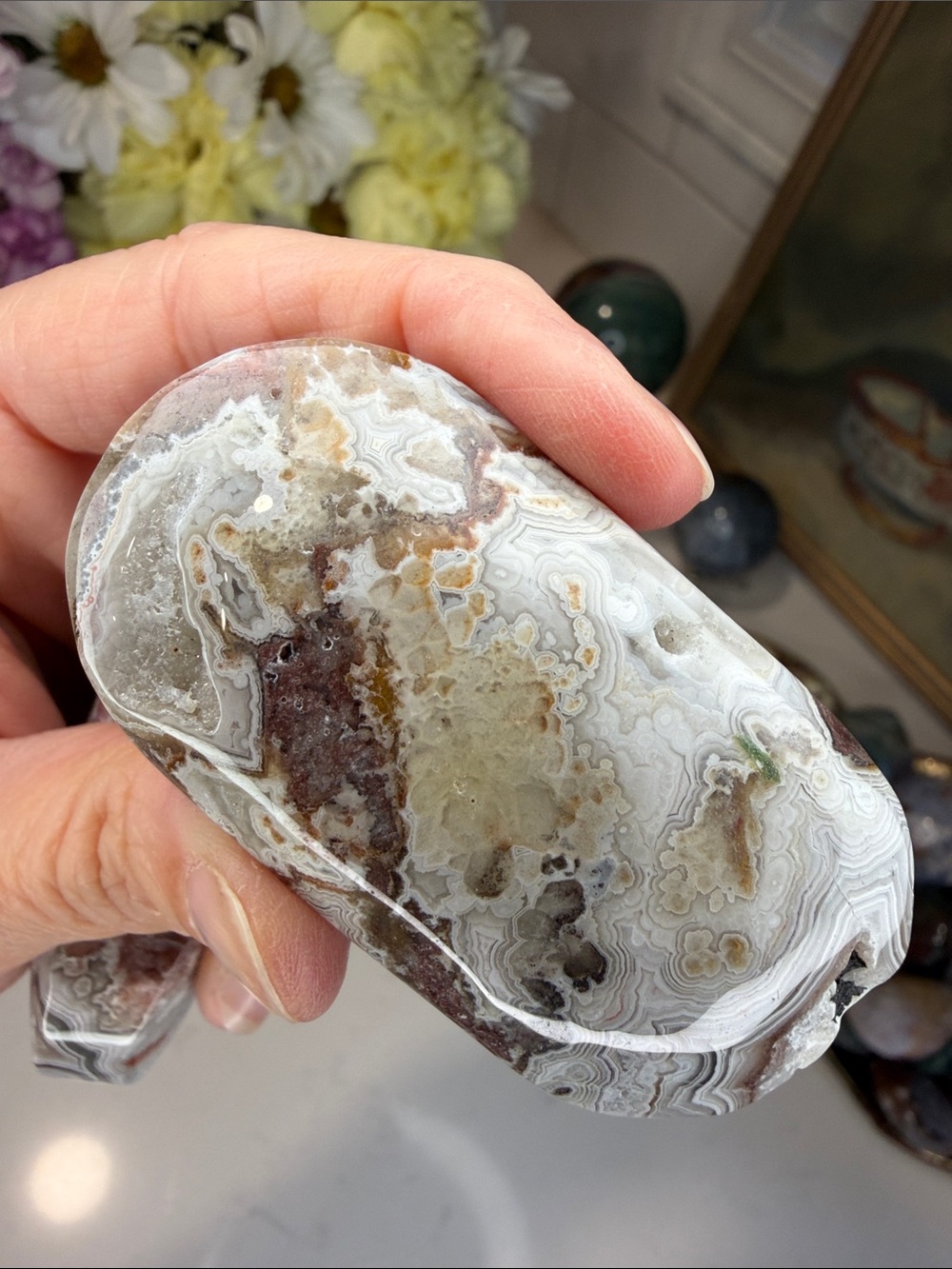 Mexican Crazy Lace Agate Heart & Palm Set: C1012 - Picture 6 of 8